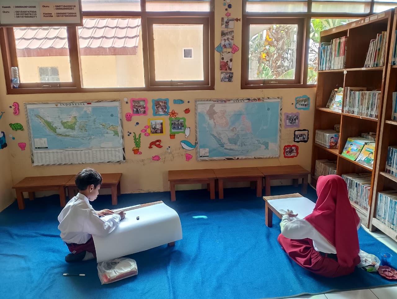 Pojok Baca Hasil Pengembangan Perpustakaan UBSI Yogyakarta Dimanfaatkan Siswa SD Negeri 2 Gunung Gajah
